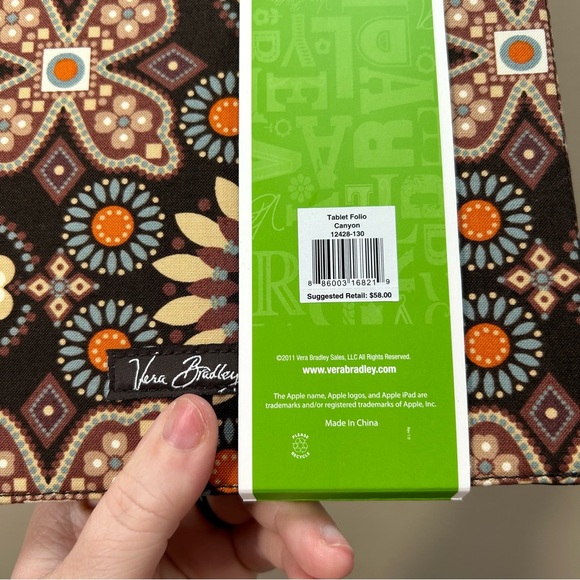 NWT Vera Bradley Canyon Print Brown Quilted iPad Tablet Case for IPad 2 or Later - Picture 5 of 10